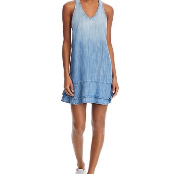 Bella Dahl Chambray - side stripe racer back dress - Picture 1 of 8